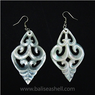 shell carving art earring stainless clap