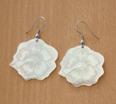 white mop shell earring