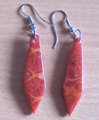 red coral earring