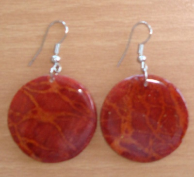 red coral earring rounds