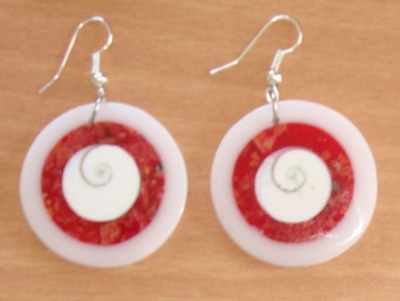 bali earring shell red