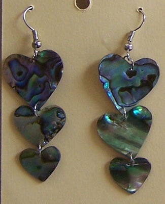 paua shell earring love