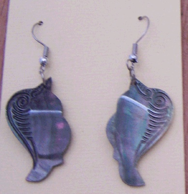 earring black art carved fish