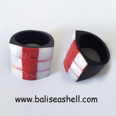 shell art ring jewelry with coral