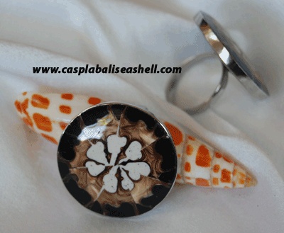 ring made from seashell at stainless