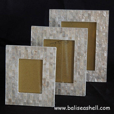 frame photo set from shell white color