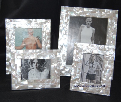 mother of pearl white photo frame set