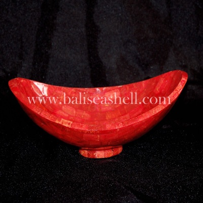 oval red coral bowl art