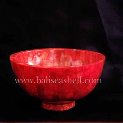 red coral round bowl art crafts