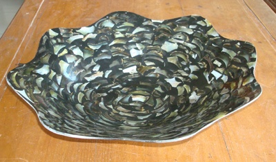 shell bowl with art