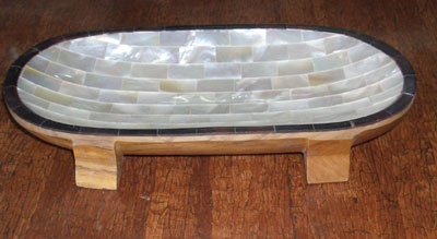 wood bowl mother of pearl astry