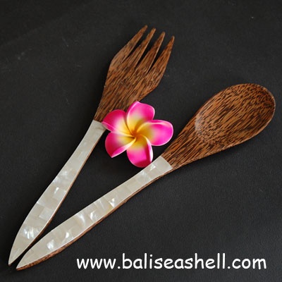 spoon made from wood with shell