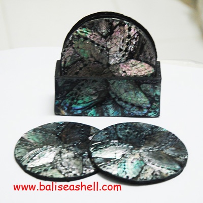 seashell coaster art round abalone