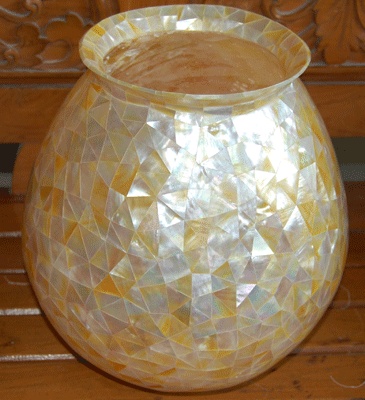 yellow mop shell vases