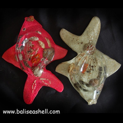 shell disc art with fish ornament