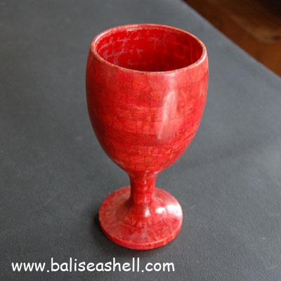 glassware from red coral art inlay mosaic