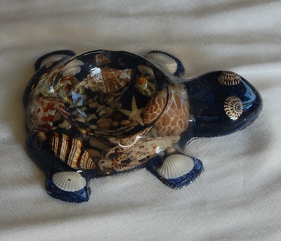 shell art crafts with dish