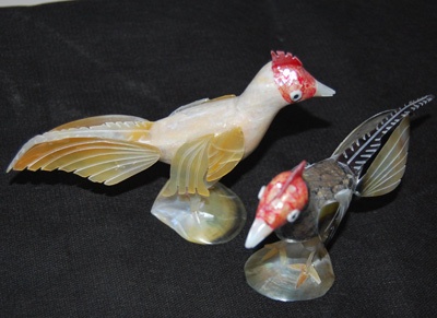 cock art crafts shell ornament