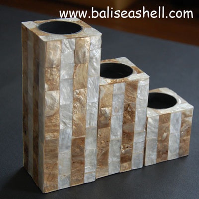 shell candle light holder art