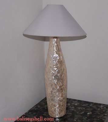 white mother of pearl mosaic lampside