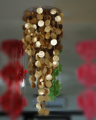 shell wind chimes capis gold colour