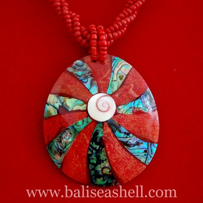 shell coral art pendants with paua