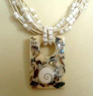 mosaic paua shell necklace with bead