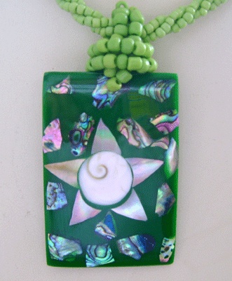 paua and mop shell mosaic necklace