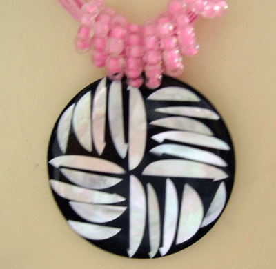 white mop shell mosaic necklace