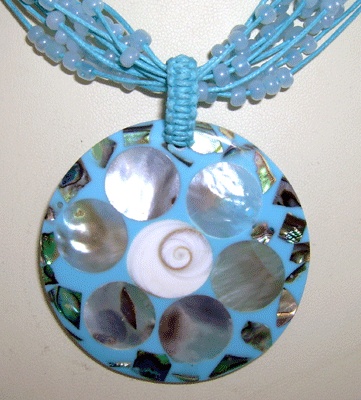 white mop and paua shell necklace