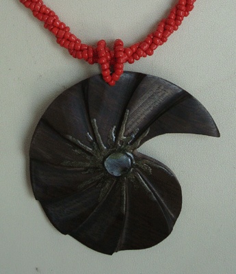 paua in wood necklace