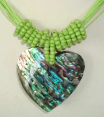 necklace heart from paua shell