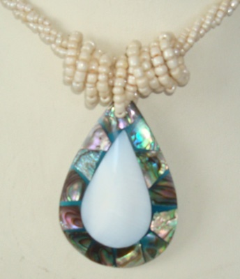 necklace with paua and capiz