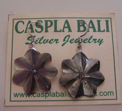 silver earring shell flower carved