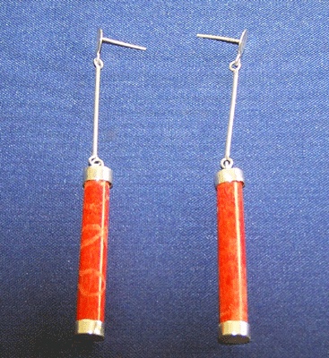 red coral earring silver
