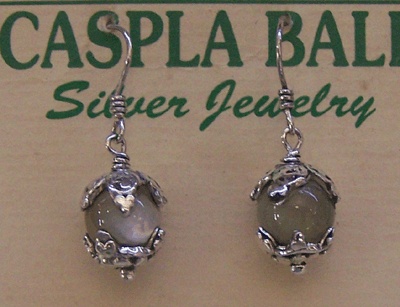 silver earring from mop bead
