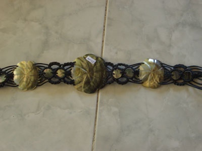 Belt black shell carving