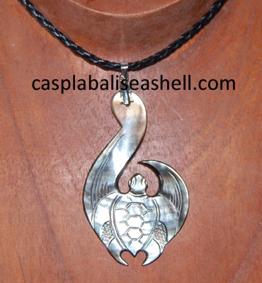 shell carving hook fish turtle neckl