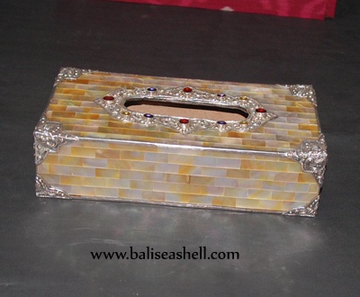 tisue box with silver plate gold art