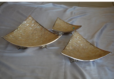 shell crafts bowl with plate silver