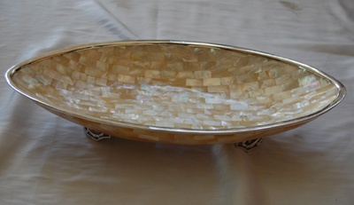cshell bowl with silver art