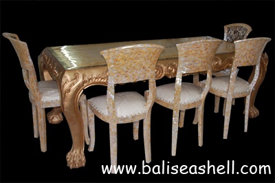 dining table with shair in mosaic