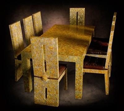 mother of pearl gold furniture art