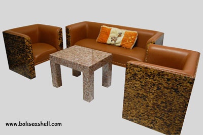 sofa set with pearl black lip shell