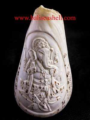 Conus shell carving LIttle Ganesha Ornament