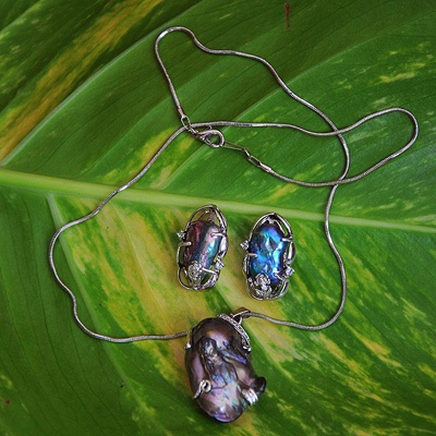 set jewelry pearl indonesia silver