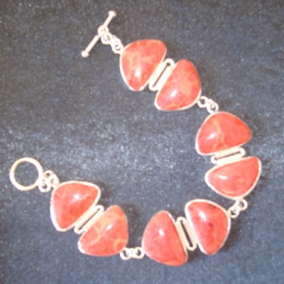 Red Coral Brecelet With Silver