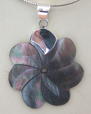 Shell Flower Carving With Silver