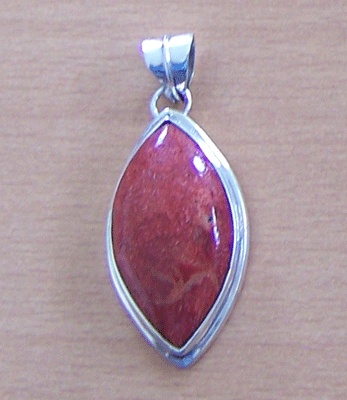 Red Coral Silver Pendant
