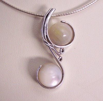 Mop Bead Pearl Pendants Silver